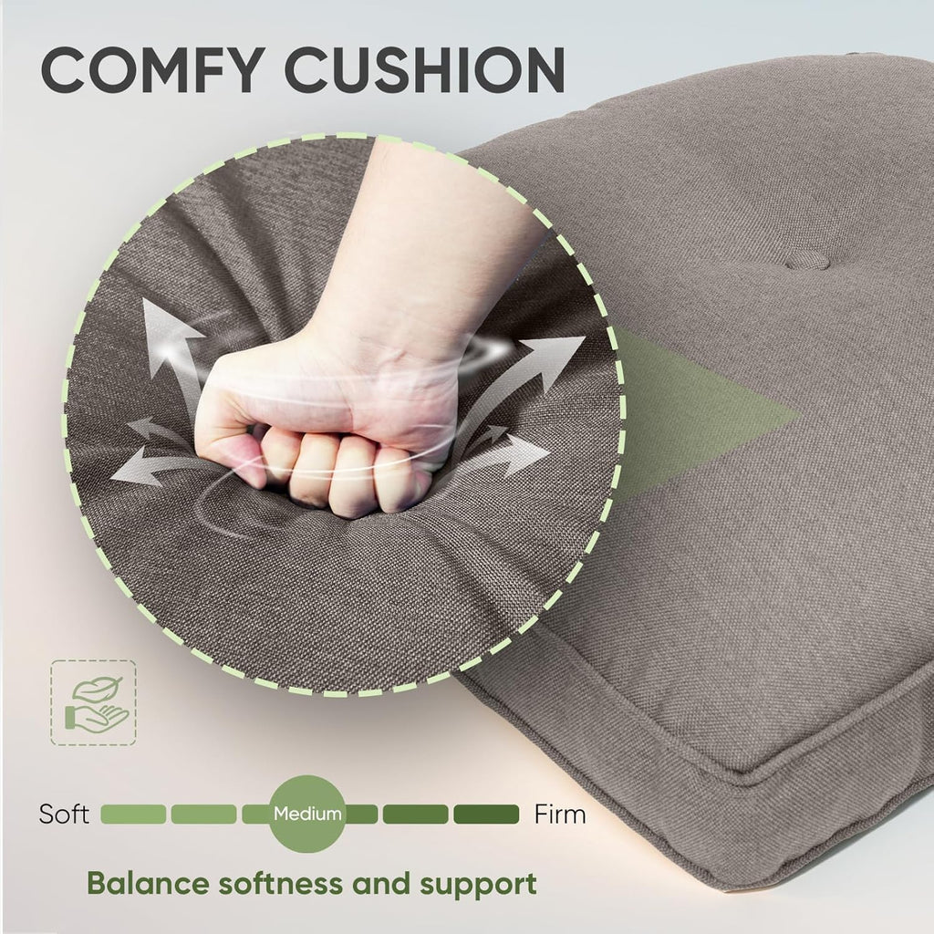 Outdoor Chair Cushion Set of 3, Waterproof Outdoor Seat Cushions 25x22, Patio Chair Cushions for Outdoor Furniture, Couch Cushion Replacement, Include 3 Back & 3 Seat Cushions, Button/Grey