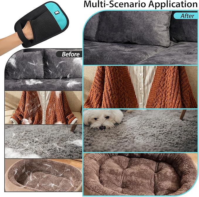 Dotoner Pet Hair Removal Glove Pet Hair Remover for Dogs & Cats Comfortable Fit Durable Pet Grooming Glove Easy to Use Pet Hair Mitt for Furniture Car and Home