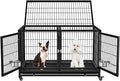 48/43 inch Heavy Duty Dog Crate with Divider for Large Dogs, Stackable Dog Kennels and Metal Wire Cages with Feeding Bowls, Leak-Proof Pans, Removable Wire Trays, Extra Large XL XXL
