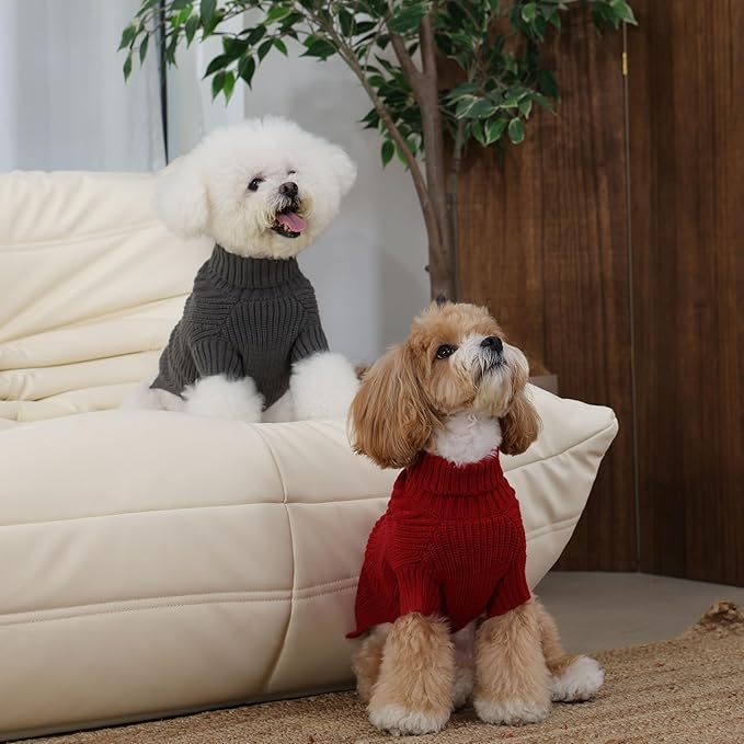 Dog Sweater for Large Size Dogs, XL Dog Turtleneck Sweaters Short Sleeves Solid Color, Soft Winter Warm Knitwear for Dogs Outdoor Playing, Christmas Thanksgiving