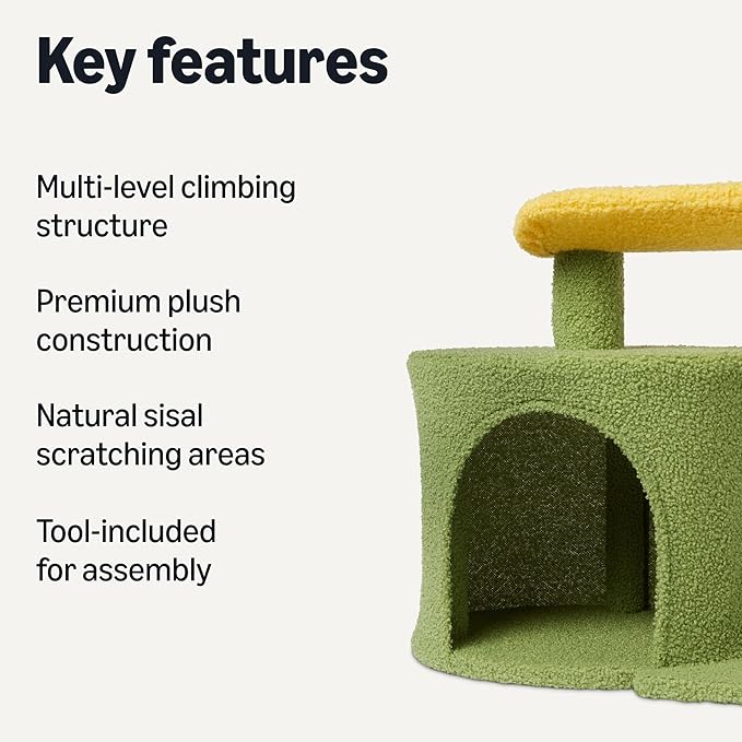 Amazon Basics Cat Scratcher – Indoor Cactus Single Cat & Kittens Scratching Post with Multi-Level, Large – 30.7” (77.9cm) H, Green