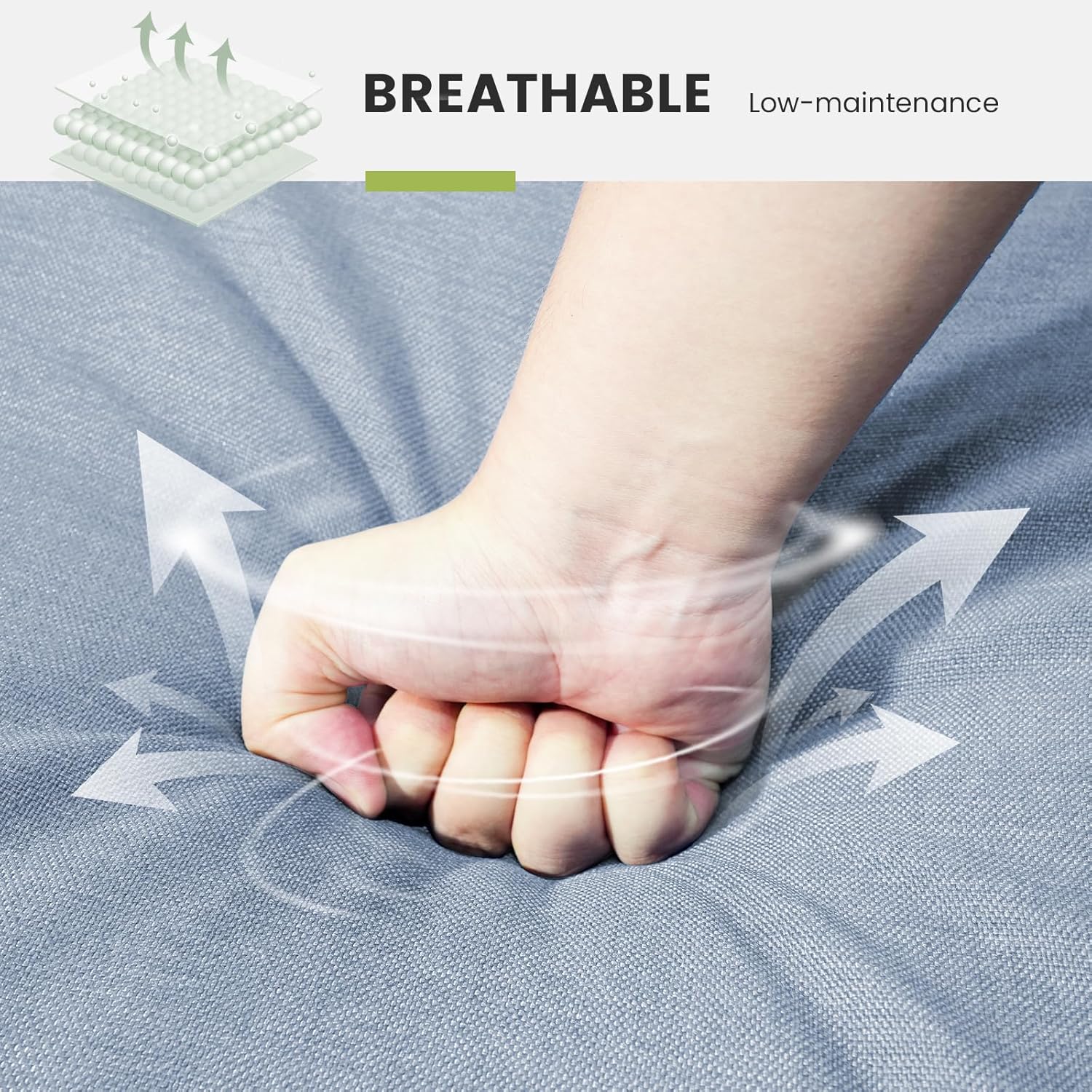 Outdoor Chair Cushions for Patio Furniture - 1 Pack Outside High Back Thick Water-Resistant Cushion 22x24 with Zipper Cover for Wicker Glider Rocking Chairs Loveseat Couch – Baby Blue/Buckle