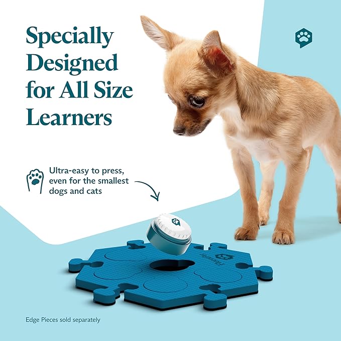 FluentPet Speak Up! Get Started Kit with Clearer Upward-Facing Sound | 6 Recordable Buttons w/Pre-Installed Batteries & 3 HexTile Button Mats | Training Dog & Cat Communication Buttons