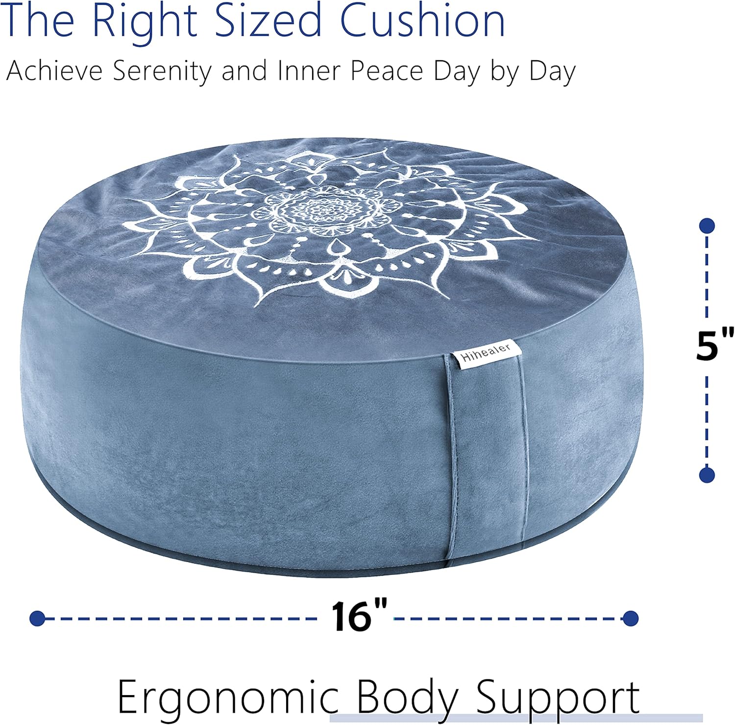 Hihealer Meditation Cushion, Traditional Tibetan Meditation Pillow Velvet Cover - Large Floor Cushion Seating for Adults - Yoga Buckwheat Bolster for Women、Moms