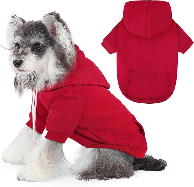Dog Basic Hoodie Ultra-Soft Plaid Dog Clothes Cold Weather Sweaters for Medium Large Dogs Breathable Cozy Fabric Pet Coat Warm Stylish Sweatshirt with Leash Hole Pocket Dogs Jacket for Cats Boys Girls