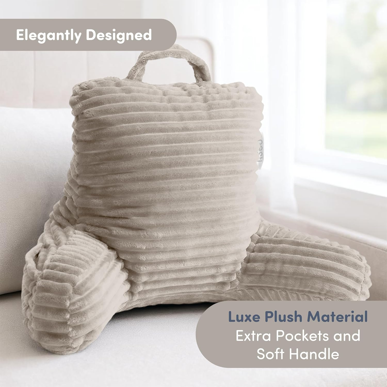 Nestl Reading Pillow for Kids & Teens with Shredded Memory Foam, Luxe Cut Plush Backrest Pillows for Reading and Gaming, for use on Couch, Bed, Floor, Adjustable Support with Washable Cover Linen