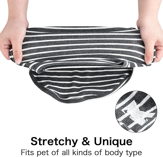 Koneseve Dog Shirt Vest Lightweight Stretchy Dog T-Shirts Soft Cool Sleeveless Stripe Vests Breathable Clothes for Puppy Kitty Cats Small Medium Large Dogs 2 Pack Black + Grey [ L/Large ]