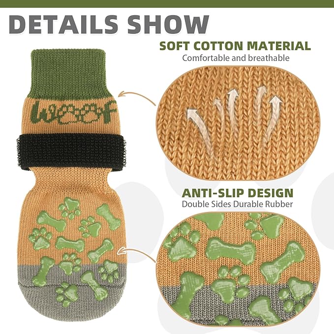 KOOLTAIL Dog Socks for Hot/Cold Pavement to Prevent Licking Paws,Dog Boots&Paw Protector for Hardwood Floors Anti Slip,Traction Control No Twist Grip Booties for Small Medium Large Senior Dogs