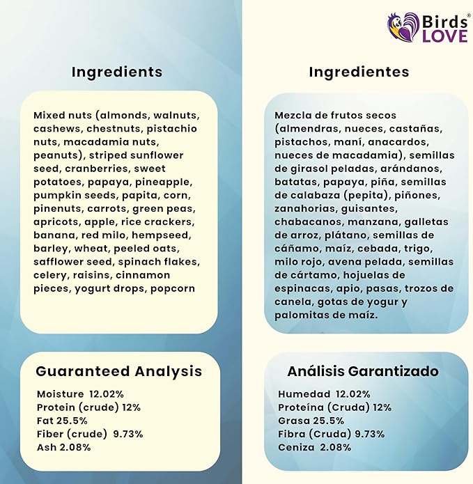 Birds LOVE All Natural Garden Blend Bird Food for Parrots 6lb