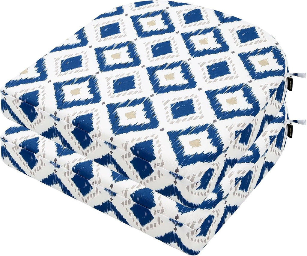idee-home Outdoor Chair Cushions Set of 2, Thick 17" x 17" x 3" Outdoor Seat Cushions Patio Furniture Waterproof with Ties, Dining Pads