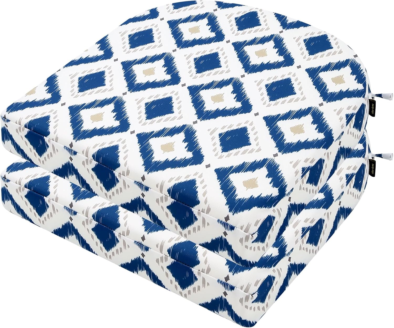 idee-home Outdoor Chair Cushions Set of 2, Thick 17" x 17" x 3" Outdoor Seat Cushions Patio Furniture Waterproof with Ties, Dining Pads
