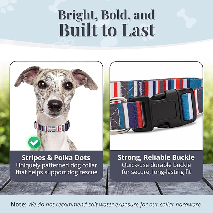 Lucky Love Dog - Adjustable Dog Collar with Easy Click Buckle for Small to Large Dogs, Durable, & Comfortable for Male & Female Dogs, Pet Collar for Puppies & Adult Ones - Linus, Medium