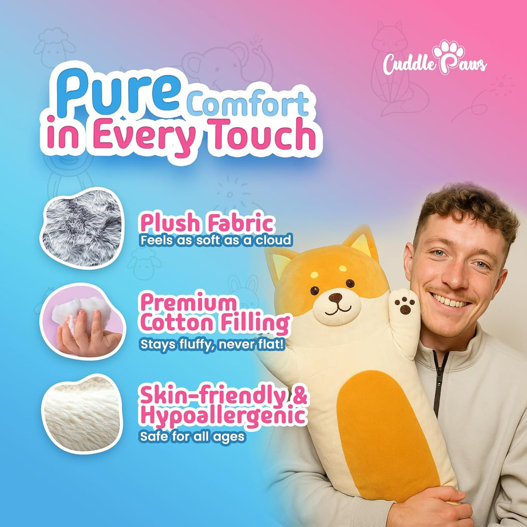 Fox Plush Body Pillow for Kids | Long Stuffed Animal Cuddle Pillow | Soft, Cute Hugging Toy | Plushie Gift for Girls & Boys | Long Plush Body Pillow for Sleep & Comfort | Medium, 35 Inches