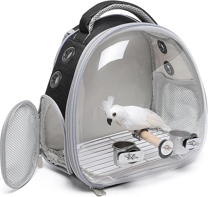 Portable Travel pet Backpack Carrier Hamster Bag Guinea Pig Bird Small Dog cat Turtle Carrier Rabbit Cage Squirrel Bearded Dragon Breathable Hangbag (Accessories+Black)