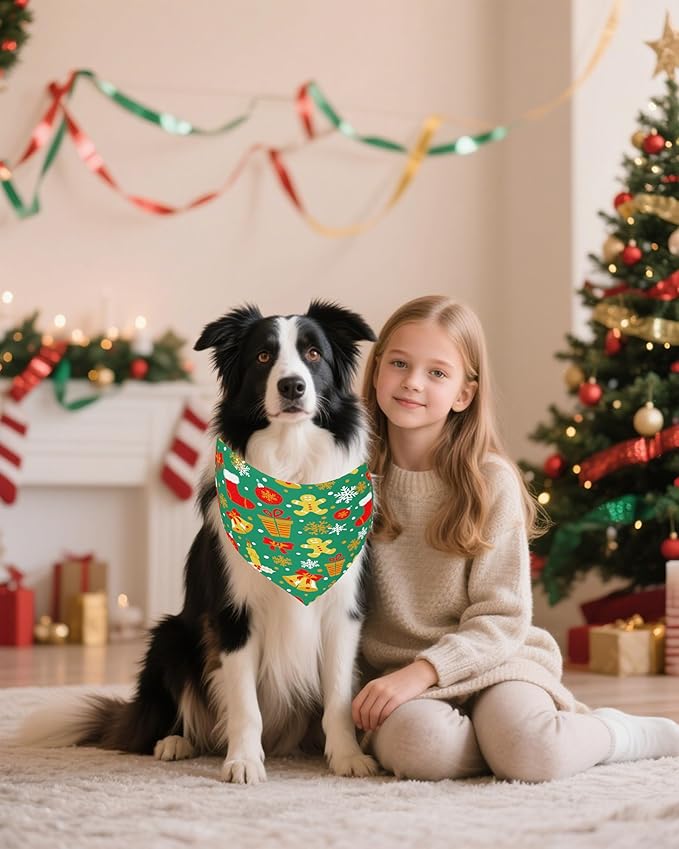 PET SHOW 100 Pack Christmas Dog Bandanas Bulk for Medium Extra Large Dogs Seamless Scarves XL Xmas Triangle Bibs Kerchief Set Pet Girl Boy Holiday Party Grooming Accessories, L