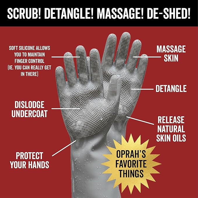 Pride and Groom DogDays Curly + Wavy The Scrub Kit - Natural Dog Shampoo with Silicone Scrubber Gloves for Low or No-Shedding Breeds with Coat Massage, Clean Ingredients, and Gentle Pet Grooming Care