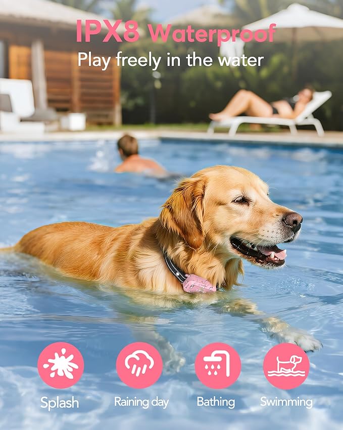 Jugbow Dog Training Collar - 4200FT Training Collars with Remote, IPX8 Waterproof E-Collar with 4 Training Modes, Security Lock for Dogs 10-120lbs(Pink)