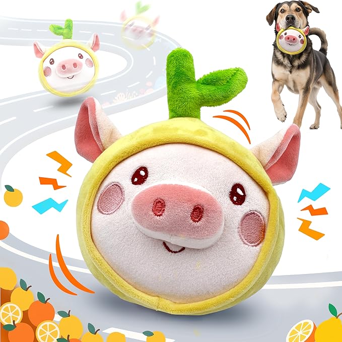 Interactive Dog Toys, Moving Dog Toy Ball, Automatic Bouncing Rolling Squeaky Dogs Toys to Keep Them Busy for Small Medium Dogs Puppy with Jumping Music Talking Mode(Pig)