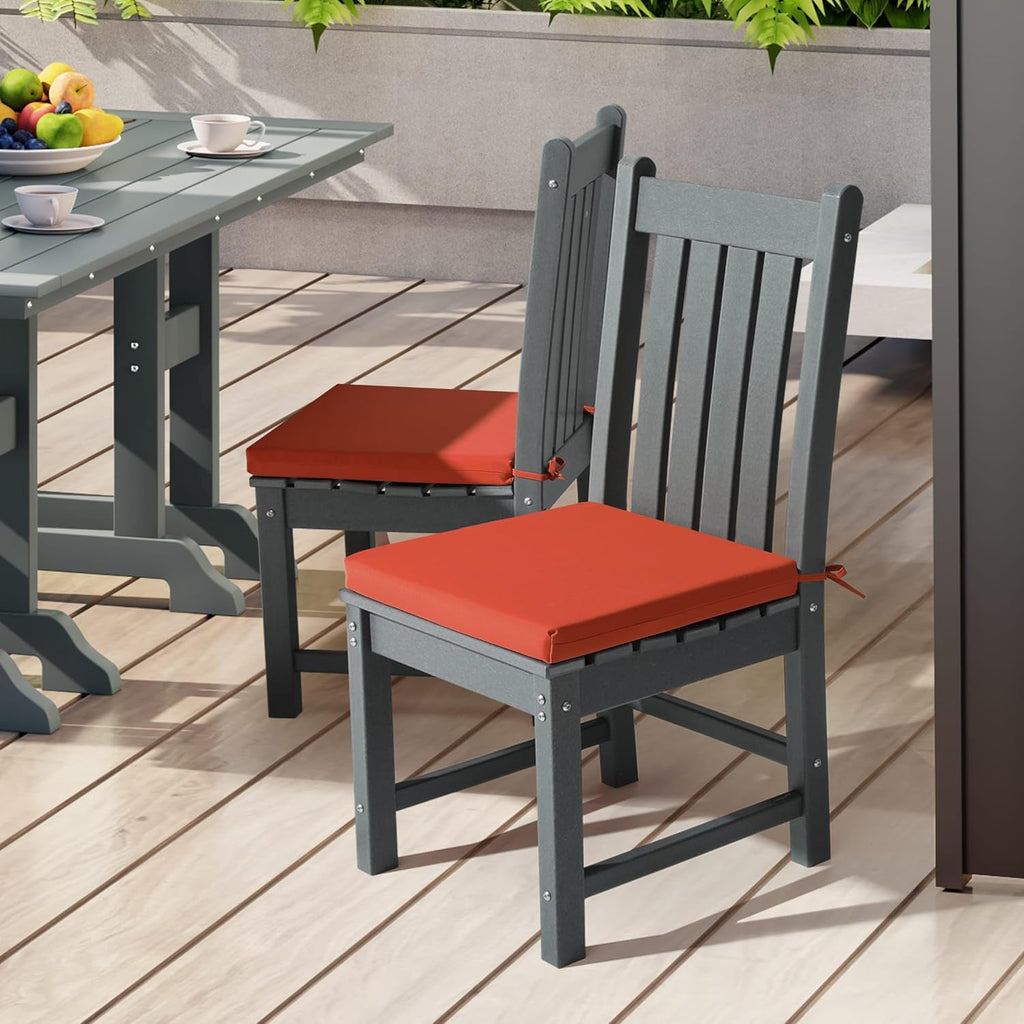 WestinTrends Solace Outdoor Patio Kitchen Dining Chair Square Seat Cushions Set of 4, 20 x 18, Orange