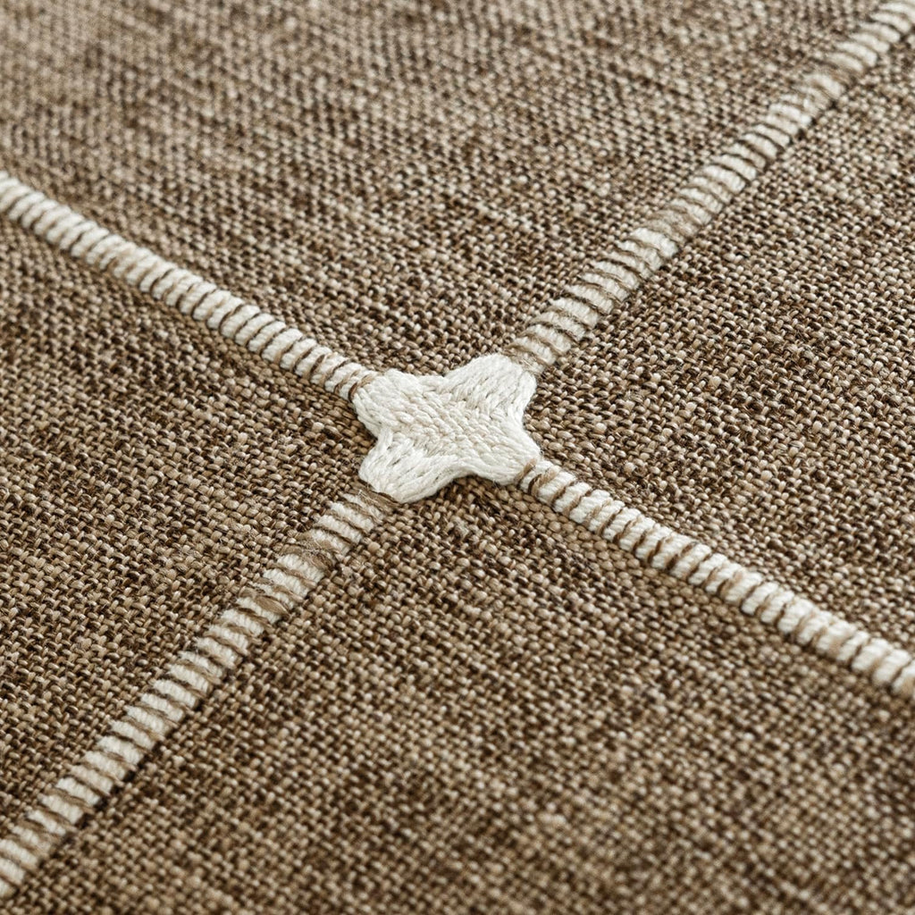 Foindtower Pack of 2 Decorative Faux Linen Jacquard Check Throw Pillow Covers Farmhouse Cushion Cover with Grid Textured Accent Pillowcase for Couch Sofa Living Room Home Decor,18×18 Inch,Tan Khaki