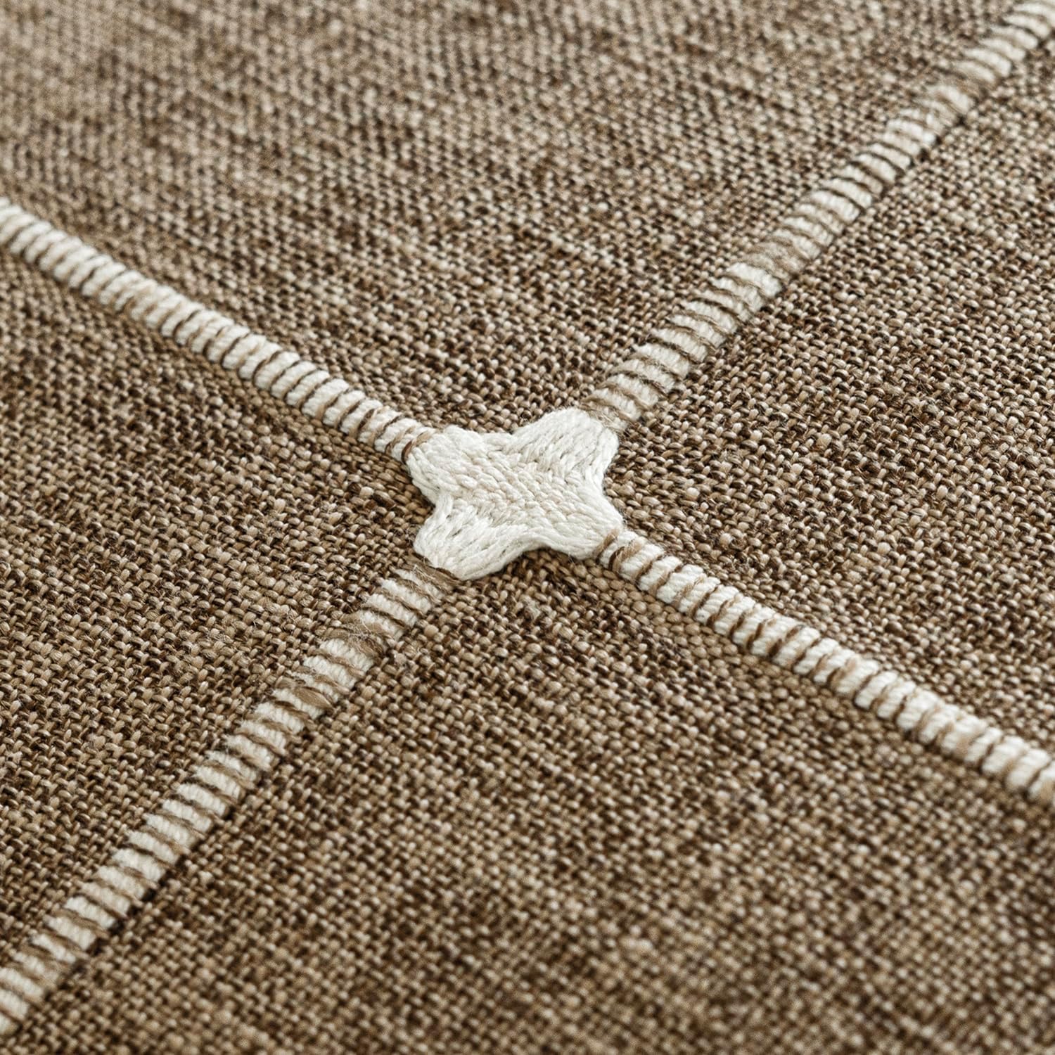 Foindtower Pack of 2 Decorative Faux Linen Jacquard Check Throw Pillow Covers Farmhouse Cushion Cover with Grid Textured Accent Pillowcase for Couch Sofa Living Room Home Decor,18×18 Inch,Tan Khaki