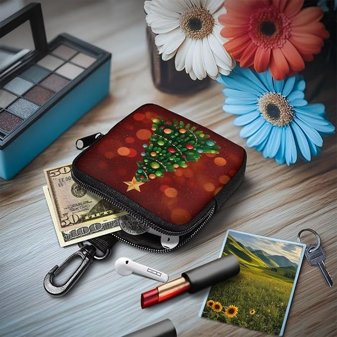 KEIAHUAN Christmas Tree Christmas Dog Treat Pouch Red Pocket Sized Pet Training Pouch Dog Training and Walks Snack Bag with Clasp Reusable Pet Treat Container Christmas Decor, Red