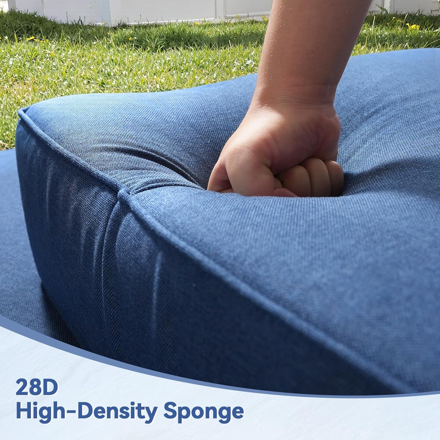 6" Thick Outdoor Cushions 22x24x6, 1-Set Deep Seat Patio Cushions with Removable Cover, Waterproof & Fade Resistant Replacement for Wicker Chair, Loveseat, Sofa - Blue