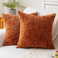 Decorative Throw Pillow Covers 20x20 Inch Set of 2, Soft Solid Farmhouse Chenille Couch Pillows, Spring Pillow Covers for Couch Sofa Bed Living Room Home Decor Pillowcase, Rust
