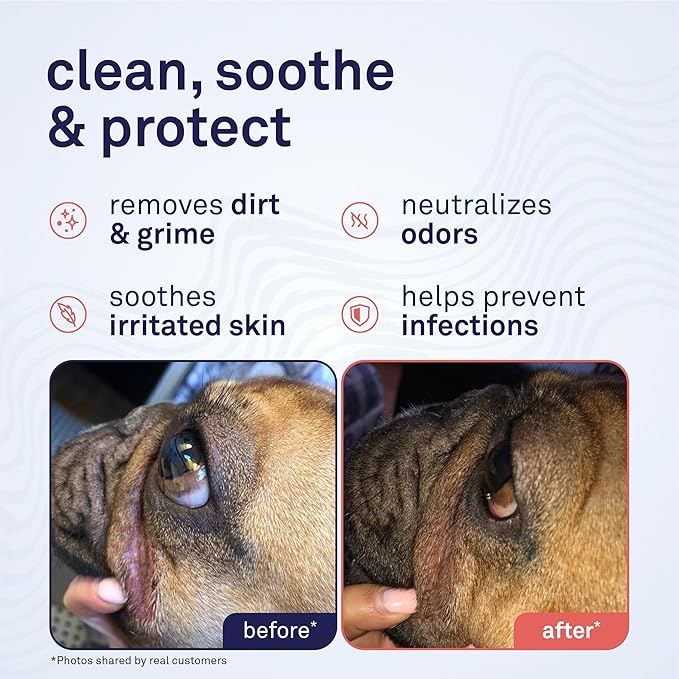 Petpost Wrinkle Wipes for Dogs | 100 Count Dog Face & Wrinkle Cleaner | Gentle Pet Wipes with Coconut Oil for Bulldogs, Pugs & Wrinkly Breeds | Dog Cleaning & Deodorizing Wipes
