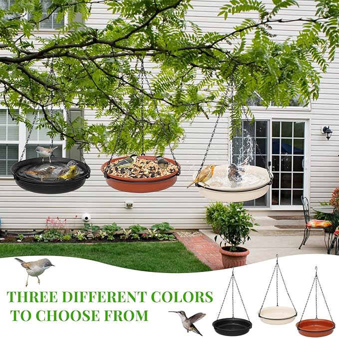 Hanging Bird Bath for Outdoors, Bird Feeder Bowl for Outdside, Birdbath Water Feeder Tray for Backyard Garden Yard Patio Decoration (White)