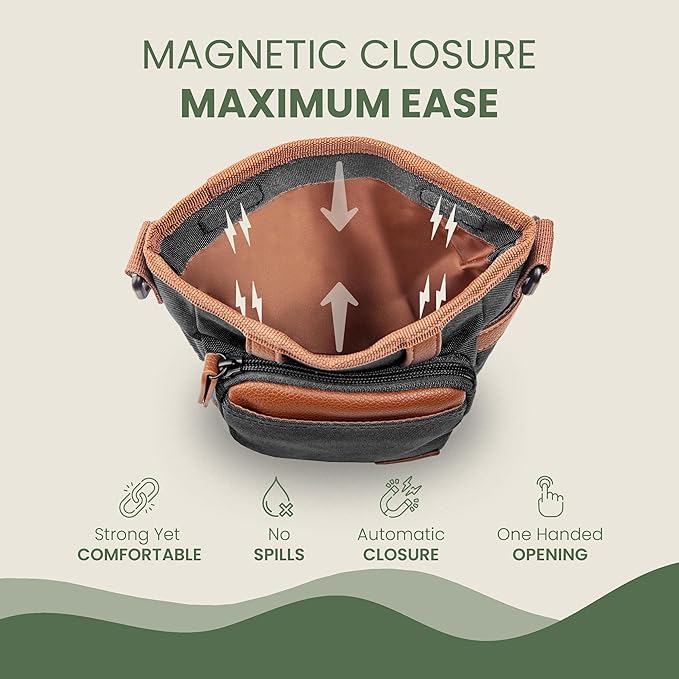 BEAU&FUR Small Dog Treat Pouch with Clicker for Training – 2 Cup Capacity, Built-In Poop Bag Dispenser, Storage for Snacks & Toys - Hands-Free Pouch Snack Holder for Walking and Training – Black Brown