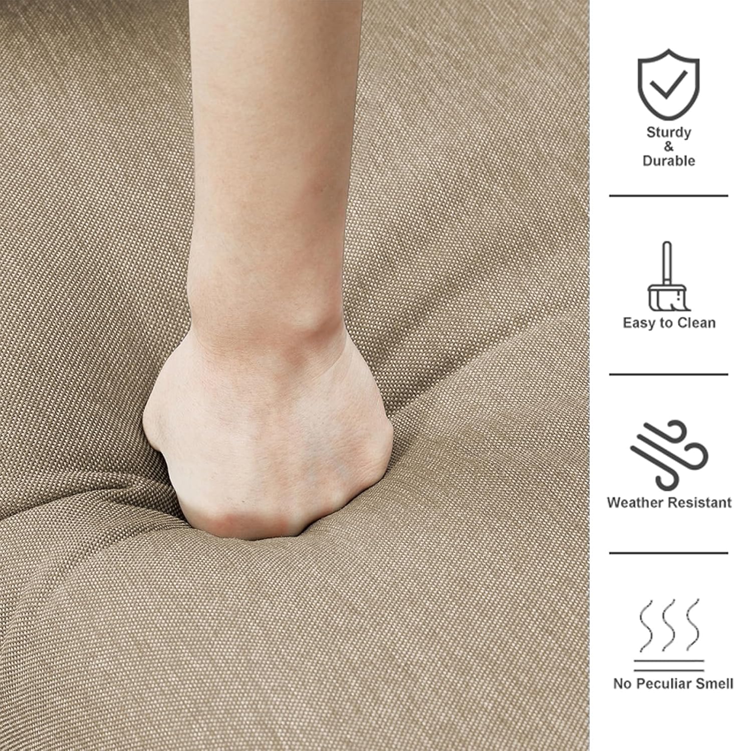 Rilyson Patio Cushions for Outdoor Furniture - 22×24 Inches High Back and Deep Seating Outdoor Cushion for Patio Chairs Sofa Couch Loveseat Water Resistant(Beige/2 Set/Button)