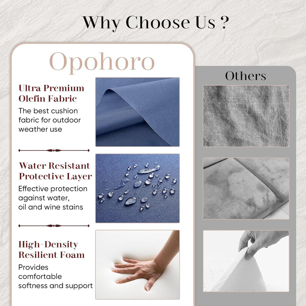 Outdoor Chair Cushions Set of 2-22 x 25 Inch Fade Resistant Patio Chair Cushions Outdoor Seat Cushions for Patio Furniture Chair Sofa Couch-Blue