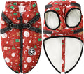 Aiboria Dog Jacket Windproof Fleece Dog Sweater with Padded Vest Chest Strap Harness Dogs Coat Christmas Red XL