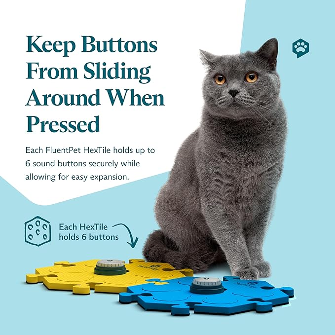 FluentPet Tester Kit - Set of 2 Dog Talking Buttons & HexTiles - Customizable Cat & Dog Training Buttons for Communication - Batteries Included - Pet Buttons Gift Set