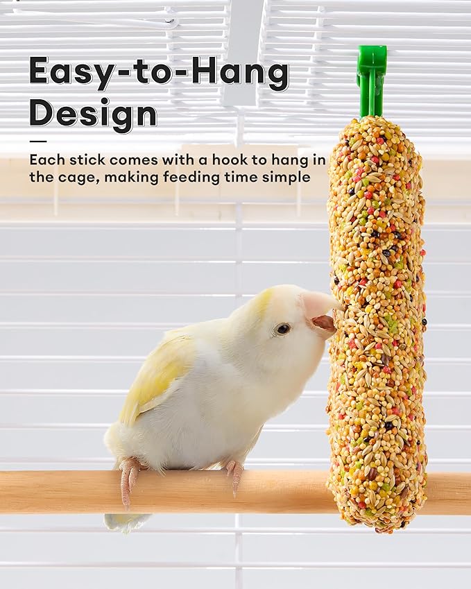 BUCATSTATE Parakeet Treats Honey Treat Sticks 3 Packs, Natural Bird Treats All Grains Flavor Cockatiel Treats, Pet Bird Treat Toy for Parrot Conure Budgie Lovebird