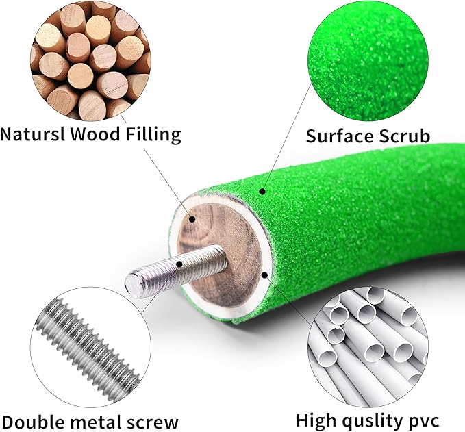 U Shape Parrot Perch Stand Toy Bird Platform Sand Paw Grinding Clean Stick Exercise Conure Budgie Cockatiel Cage Accessories (Green)