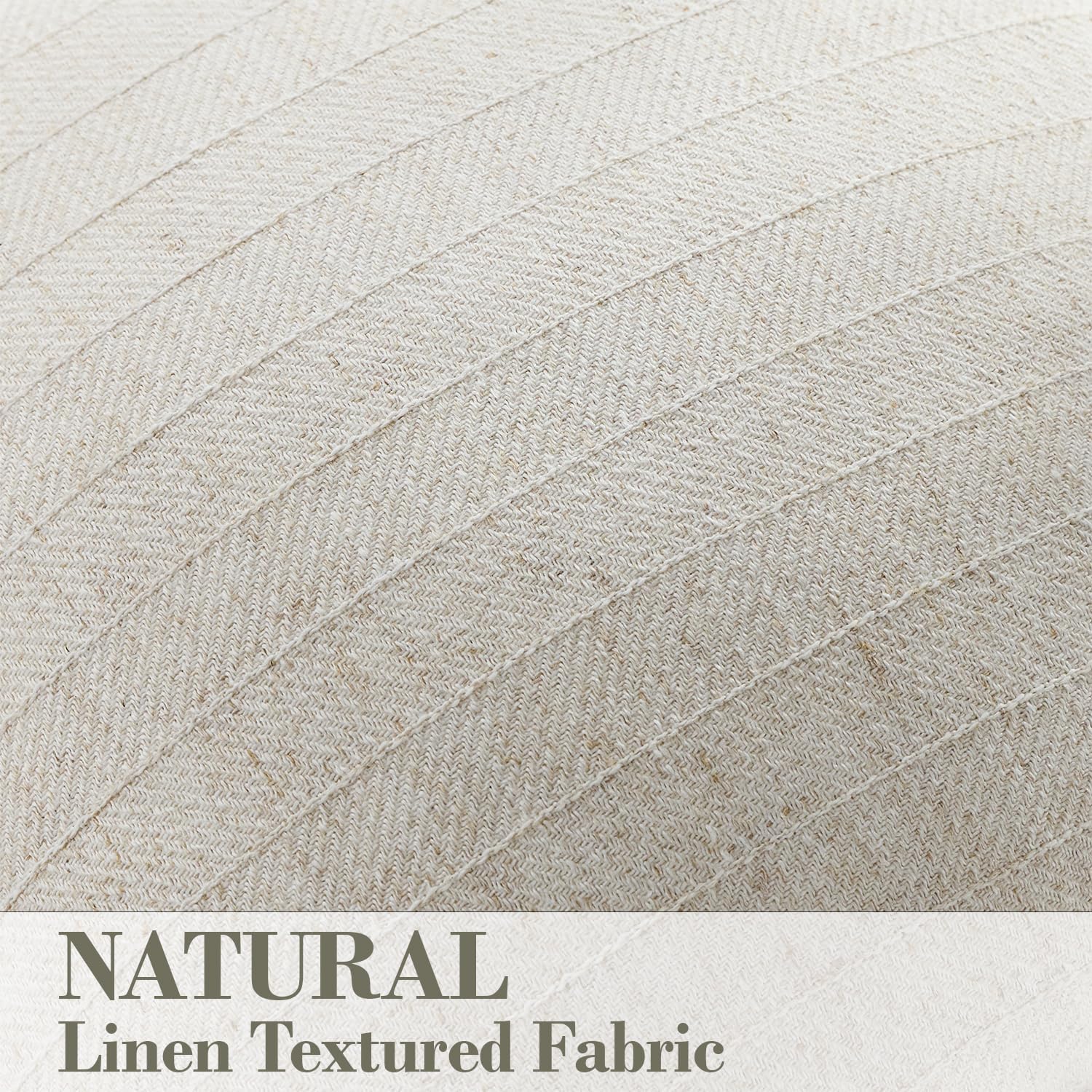 16x16 Linen Pillow Covers Beige Pack of 2 Farmhouse Boho Neutral Accents Striped Textured Square Decorative Throw Pillow Cases for Living Room Couch Bed Home Decor