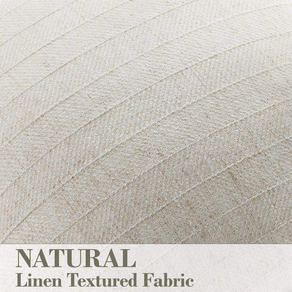 20x20 Linen Pillow Covers Beige Pack of 2 Farmhouse Boho Neutral Accents Striped Textured Square Decorative Throw Pillow Cases for Living Room Couch Bed Home Decor