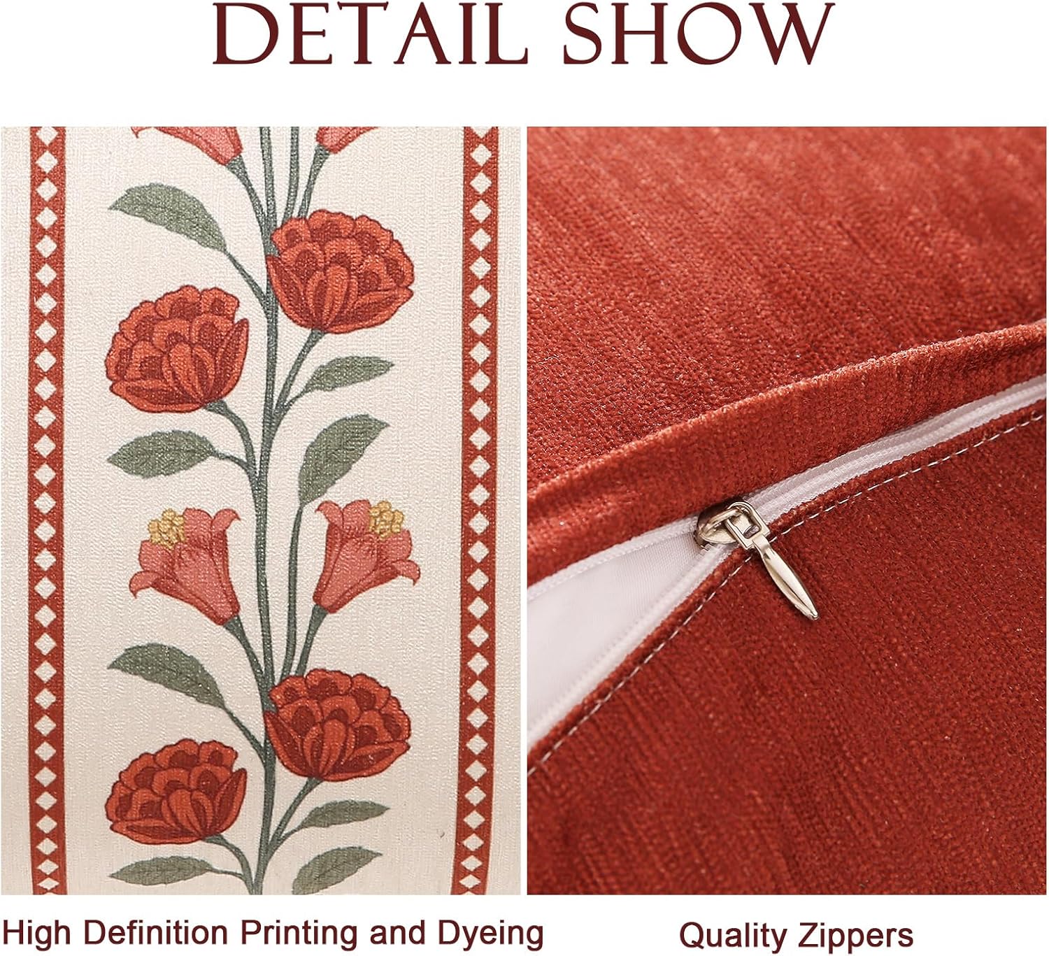 Vintage Square Throw Pillow Covers,Red Cozy Velvet with Leaves and Floral Pattern Pillowcases,Decoration Pillows Cushion Covers for Living Room Couch Sofa Bed Car Chair,18"x18"