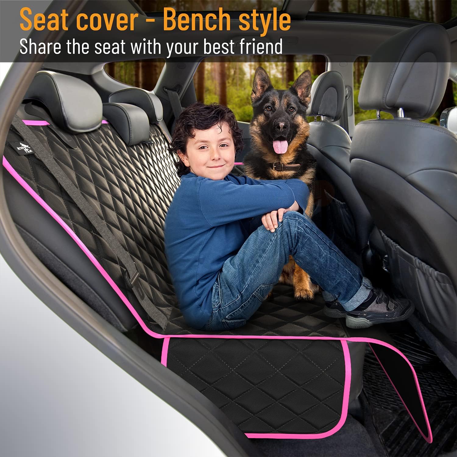 Active Pets Pink XL Dog Car Hammock Back Seat Cover, Waterproof Backseat Cover Protector for Truck Bench Rear of Sedans or SUVs, Essential Pet Supplies Vacuum or Wipe Clean, Machine Washable