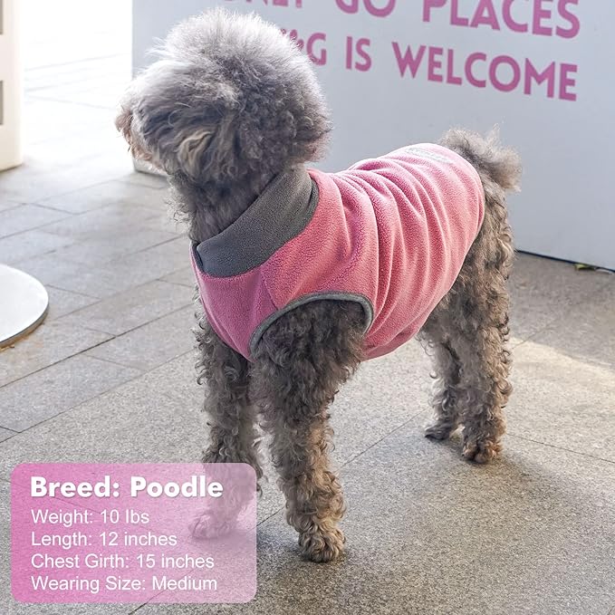 cyeollo 2 Pack Dog Sweaters for Small Dogs Lightweight Stretchy Fleece Vest Pullover Dog Sweatshirt with Reflective Stripe Pet Clothes Coats Size L Pink & Grey