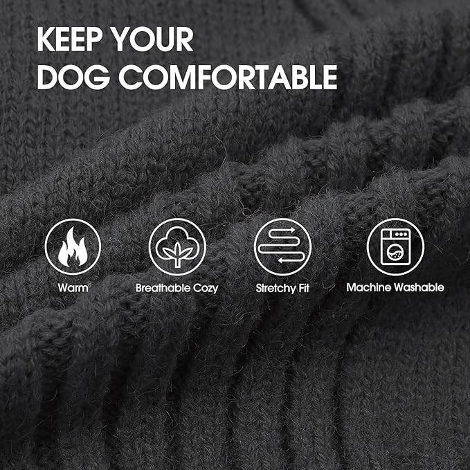 IECOii XXL Dog Sweater,Thermal Knit Big Dog Sweater with Sleeve,Pet Turtleneck Doggy Sweatshirt for Extra Large Dogs Boy Girl,Stretchy Large Dogs Cold Weather Outfit Pitbull Clothes,(Grey,XXL)