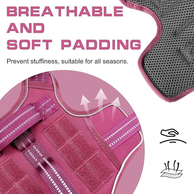 Tactical Dog Harness Medium Sized, Heavy Duty No Pull Dog Harness with Handle, Easy On and Off Service Dog Vest with Molle System, Reflective Pet Vest for Walking Hiking Training