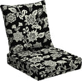 Arden Outdoor Foam Deep Seat Cushion Set, 24 in x 24 in, Weather-Proof, Rain-Proof, Fade Resistant Patio Cushion, Bottom and Back Cushion for Chair, Sofa, and Couch Ashland Black Jacobean