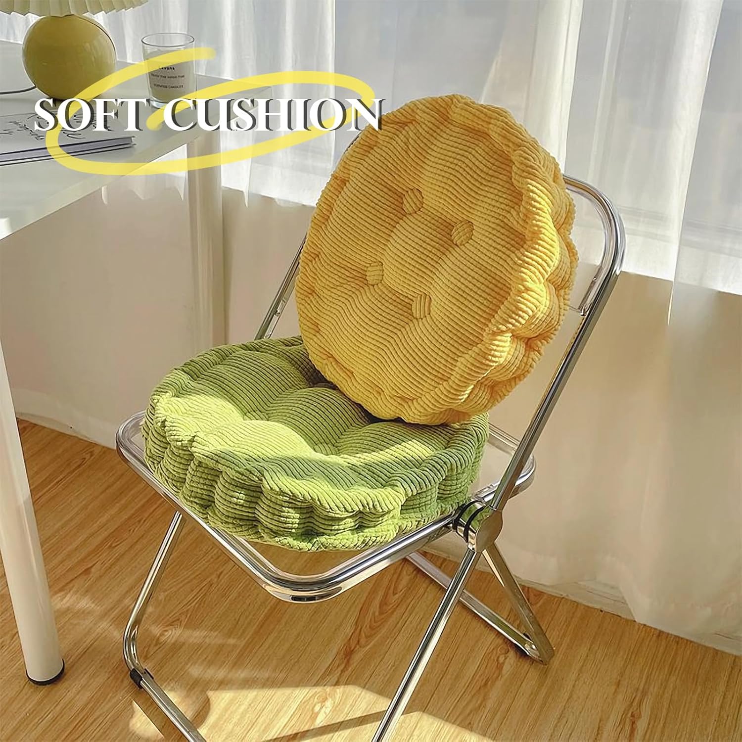 Large Square and Round Floor Pillows for Adults 2 Pack Meditation Floor Pillow Dark Grey Corduroy Floor Seat Pillows Cushion for Living Room Balcony Tatami Yoga,18x18 Inch