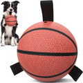 QDAN Dog Ball Basketball Toys, Balls with Straps, Dog Water Toy Pool Toys for Small Medium Dogs (6 Inch)