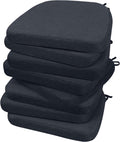 AAAAAcessories D-Shaped Chair Cushions, 2" Thick Dining Chair Pads with Ties and Removable, Machine-Washable Cover, 17" x 16", Set of 8, Charcoal Gray
