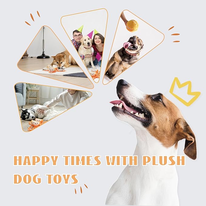 Nocciola Hide and Seek Plush Dog Toys, Orange Tangerine Interactive Dog Toy for Small Dogs, Puppy Squeaky Toy with Crinkle Papers, Puzzle Toy for Boredom, Nosework Pet Toy for Small Medium Dogs