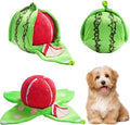 Nocciola Hide and Seek Plush Dog Toys, Watermelon Interactive Toy for Small Dogs, Green Puppy Puzzle Squeaky Toys with Crinkle Papers for Boredom, Dog Nosework Toy for Medium Pet